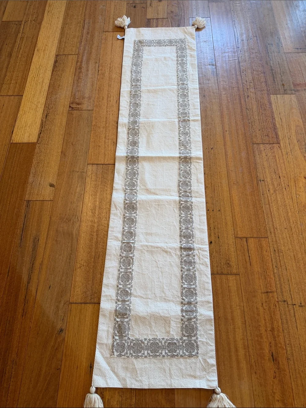 The Farmhouse Rachel Ashwell Embroidered Tassel Table Runner 70x16